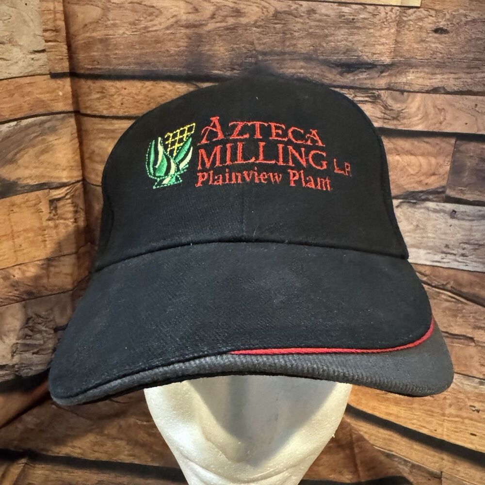 Azteca Milling Plainview Plant Hat Legend Maseca Black Red Embroidered Corn Cap